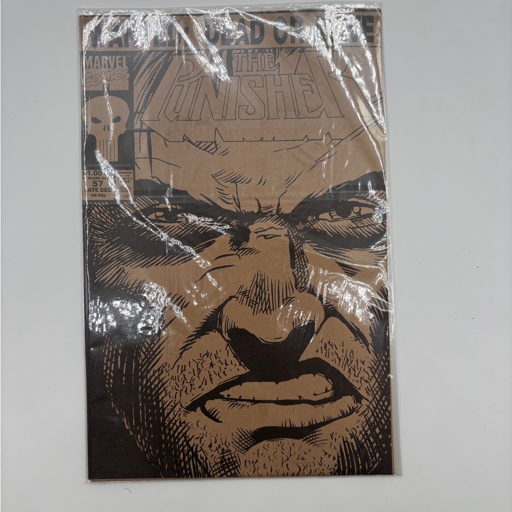 Marvel The Punisher Comic Cover Art in Black and Brown